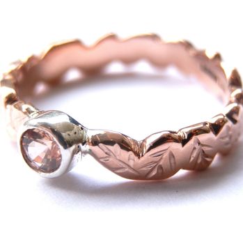 Leaf Ring With Peach Spessartite Garnet In Rose Gold by KIRSTY TAYLOR JEWELLERY£382